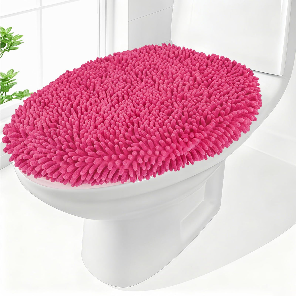 Chenille Elongated Toilet Seat Cover 19.5"x 15" Machine Washable