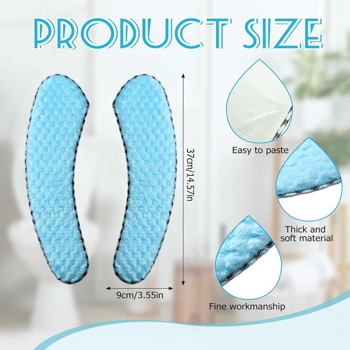 Kingdder 4 Pair Washable Toilet Seat Covers Mat Thick Padded Warm Plush Toilet Seat Cushion with Self Adhesive Tape for Bathroom Nonslip Soft Toilet Cover Home Bathroom Supplies, Grey Brown White Blue