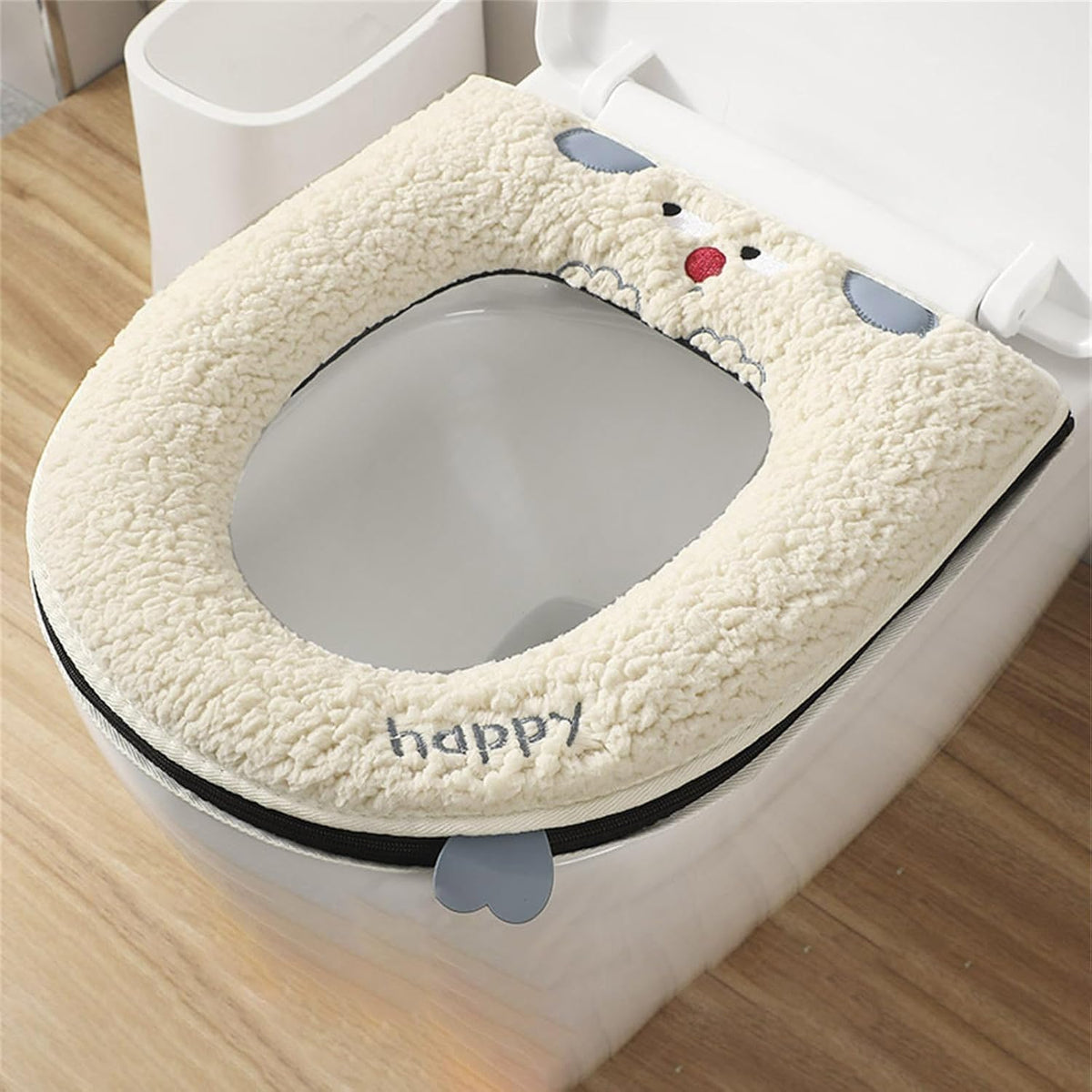 Toilet Seat Cover Pad Thick Warm Toilet Seat Cushion Washable Cloth Mat with Handle Cushioned Cover