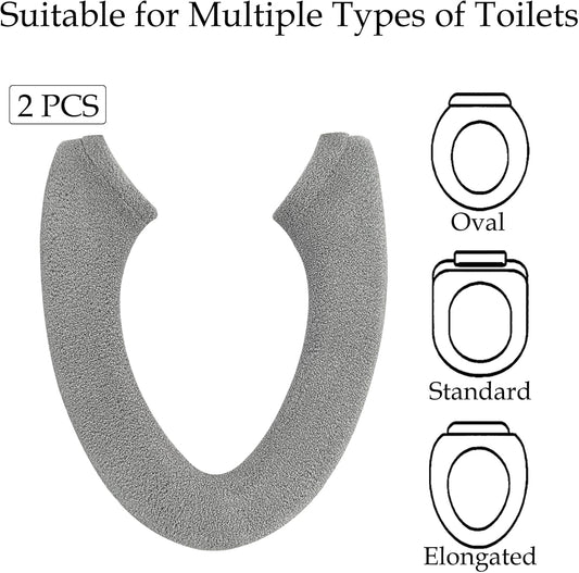 2 Packs Toilet Seat Cover, Bathroom Thicker Soft Warmer Plush Seat Cushion