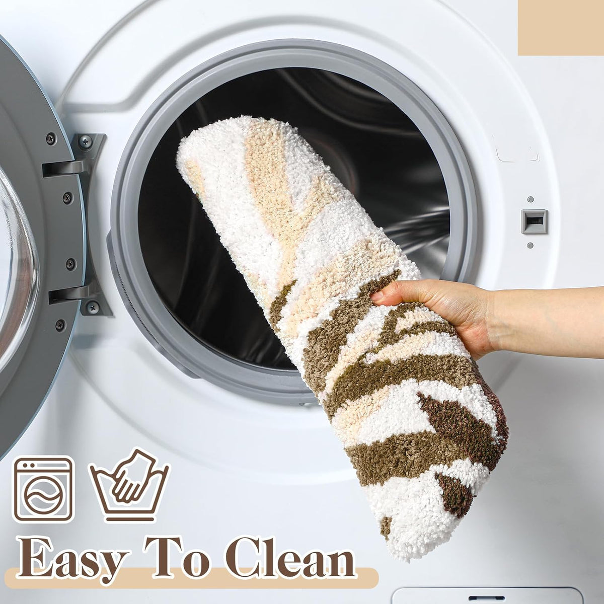 Mindsoft Brown Leaves Toilet Seat Covers Bathroom Toilet Lid Cover Soft Microfiber 17.5'' x 15'' Plush Tufted, Machine Washable, Adjustable Rubber Backing Fits Most Round Elongated Oblong Lids