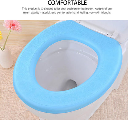 2Pcs Eva Toilet Seat Covers - Thicken, Waterproof, Washable, Self-Adhesive, Warm and Comfortable for Winter, Universal Fit, Blue