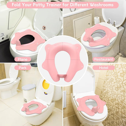 Travel Potty Seat for Toddler, Foldable Portable Potty Seat, BPA-Free Pink