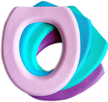 2pcs Eva O-Shaped Toilet Seat Cover Pads Thickened Sticky Design for Easy Cleaning Soft and Comfortable for Home Bathroom Green