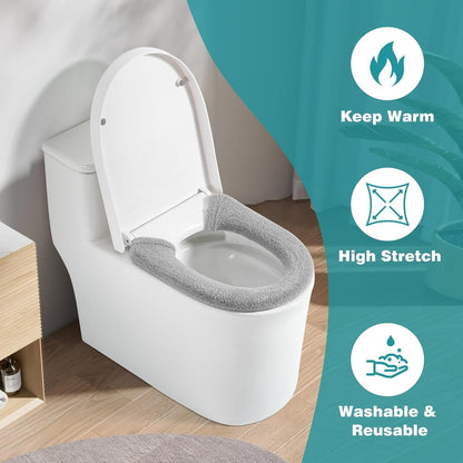 Toilet Seat Cover with Snaps Fixed, Toilet Seat Cushion for Bathroom