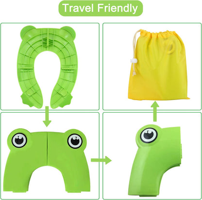 PandaEar Toilet Seat Cover | Folding Travel Toilet Seat for Children and Potty Training | Portable Silicone Toilet Seat for Toddlers, Boys & Girls with Non-Slip Silicone Pads