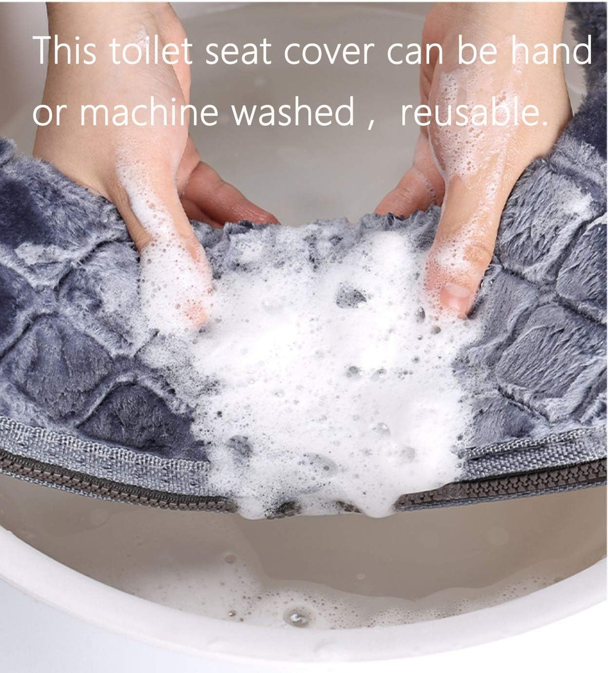 Bathroom Soft Toilet Seat Cover Pad -Toilet Seat Cushion Washable and Comfortable Toilet Seat Cover Pads, Fits Most Size Toilet Lids for Bathroom (Gray)