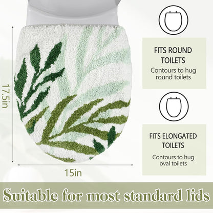 Mindsoft Green Toilet Seat Lid Cover, Microfiber Washable 17.5"x15"