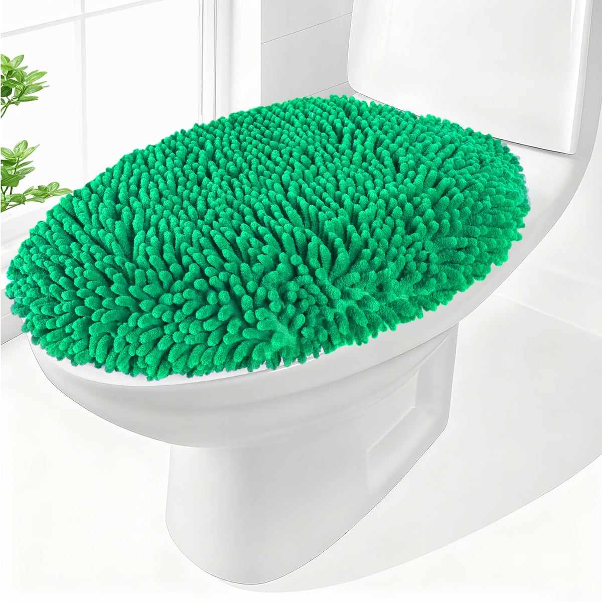 Chenille Elongated Toilet Seat Cover 19.5"x 15" Machine Washable
