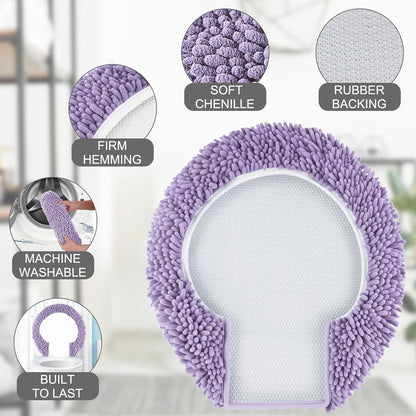 Chenille Elongated Toilet Seat Cover 19.5"x 15" Machine Washable