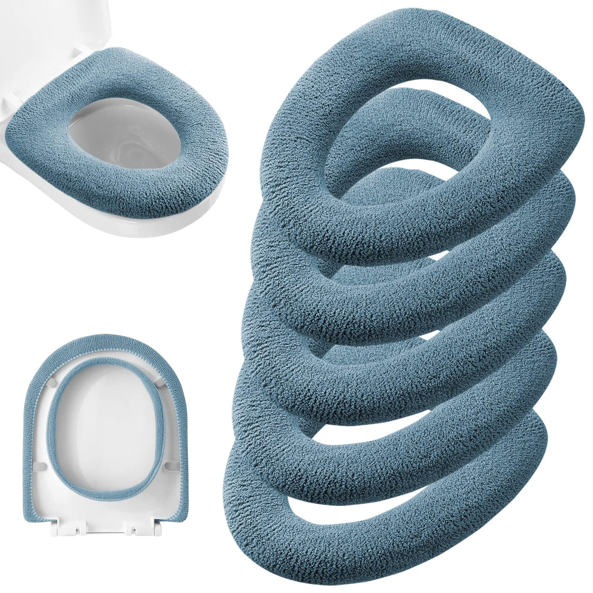 Legigo 5 Pack Toilet Seat Cover, Soft Toilet Seat Warmer Pads for Bathroom