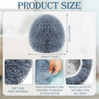 Kingdder 3 Pcs Toilet Lid Cover for Bathroom, Machine Washable, Plush Shag Seat Covers, Dries Quickly, Soft Fluffy Fabric 17.7 x 19.7 Fits Standard Toilet Lids, Elastic Bathroom Decor, 2 Gray, 1 Black