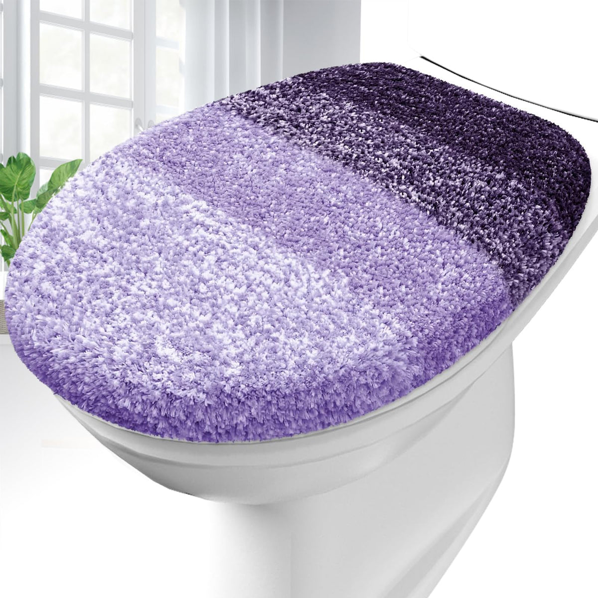 OLANLY Soft Microfiber Bathroom Toilet Lid Cover, 17.5x15, Gray
