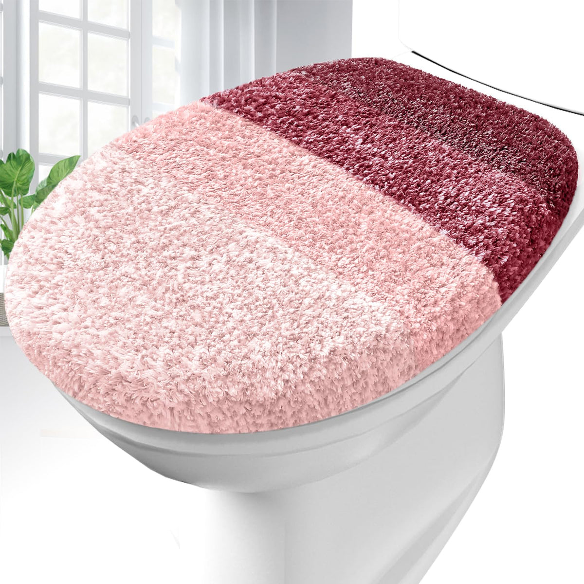 OLANLY Soft Microfiber Bathroom Toilet Lid Cover, 17.5x15, Gray
