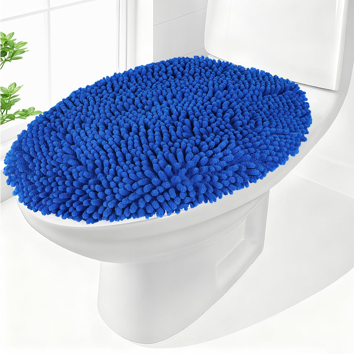 Chenille Elongated Toilet Seat Cover 19.5"x 15" Machine Washable
