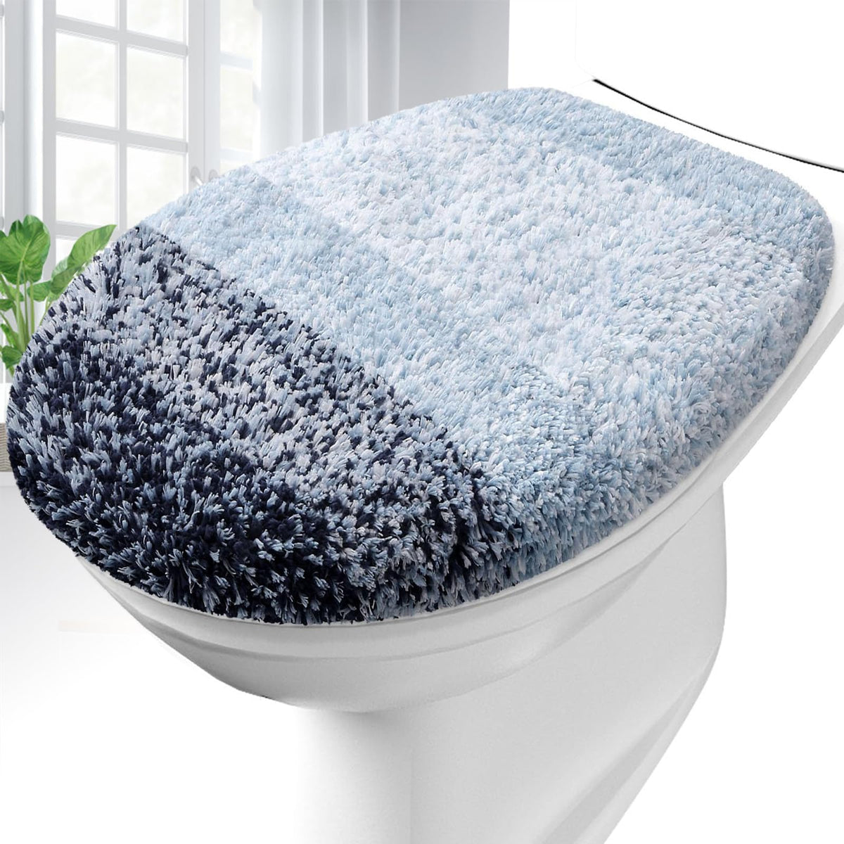 OLANLY Soft Microfiber Bathroom Toilet Lid Cover, 17.5x15, Gray