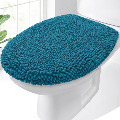 OLANLY Soft Chenille Bathroom Toilet Lid Cover, 17.5x15, Gray
