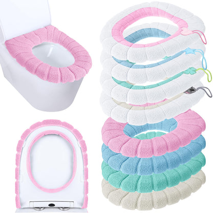 Moukeren 8 Pcs 11.8'' Thicker Bathroom Commode Seat Covers, Simple Colors