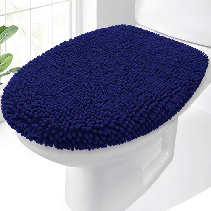 OLANLY Soft Chenille Bathroom Toilet Lid Cover, 17.5x15, Gray