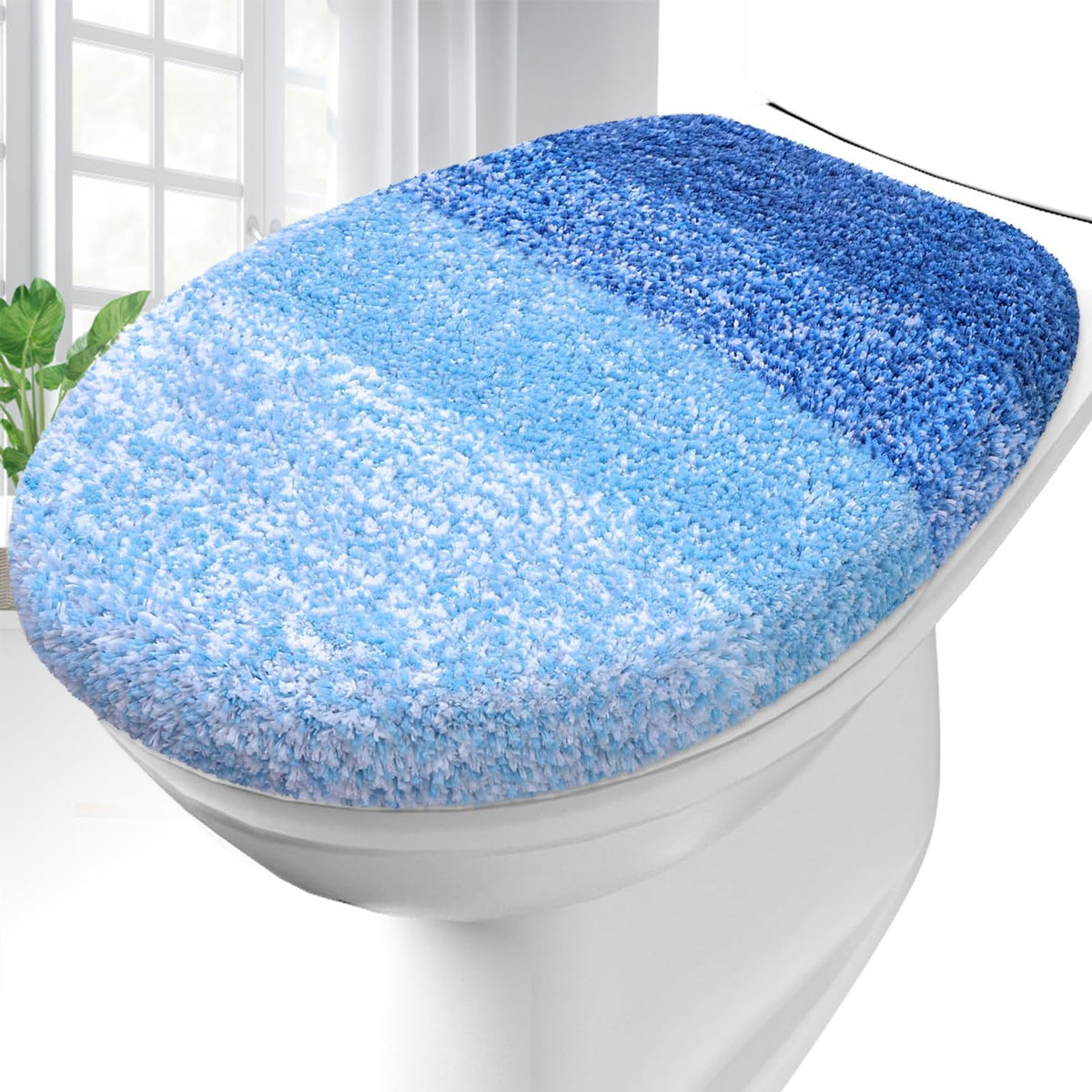 OLANLY Soft Microfiber Bathroom Toilet Lid Cover, 17.5x15, Gray