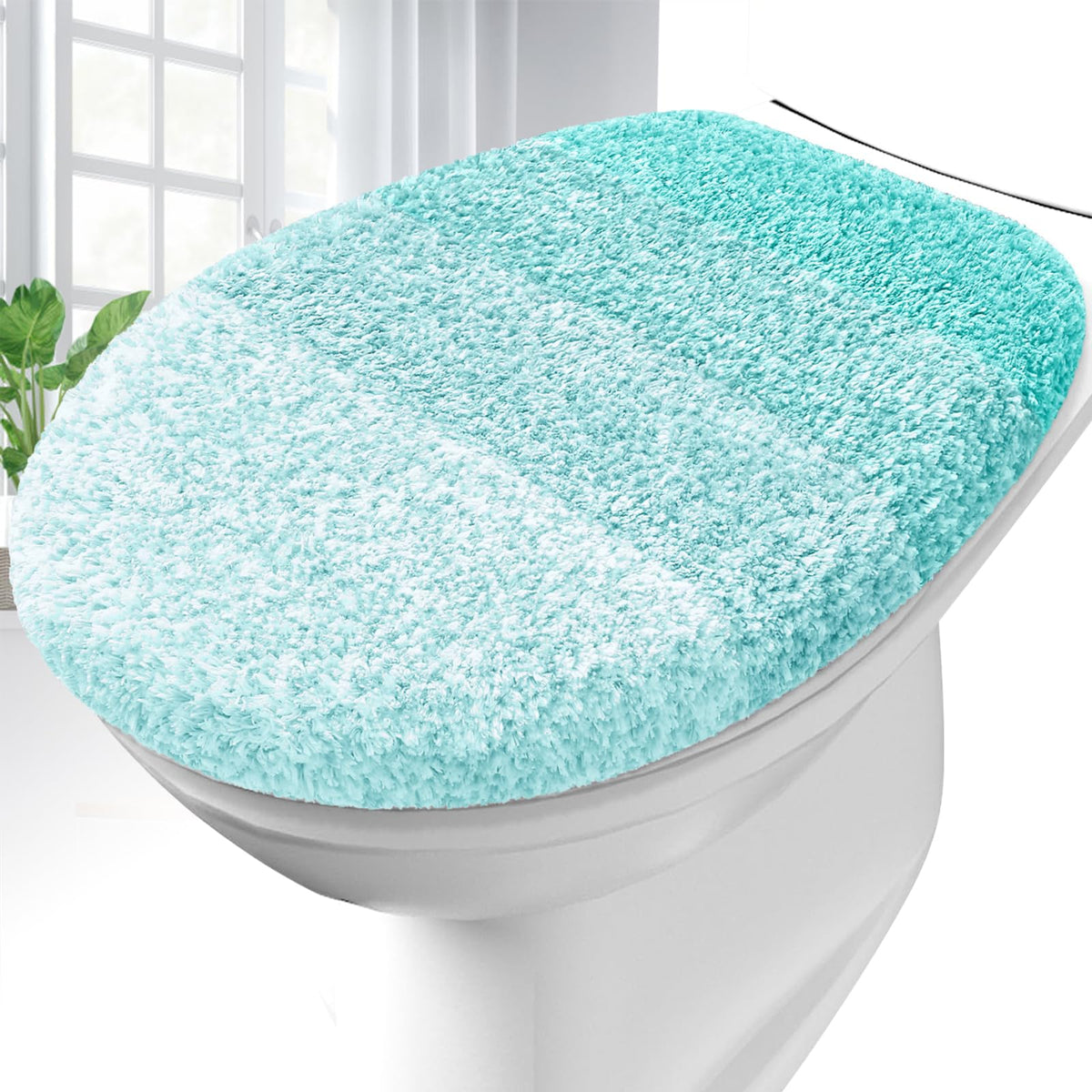 OLANLY Soft Microfiber Bathroom Toilet Lid Cover, 17.5x15, Gray