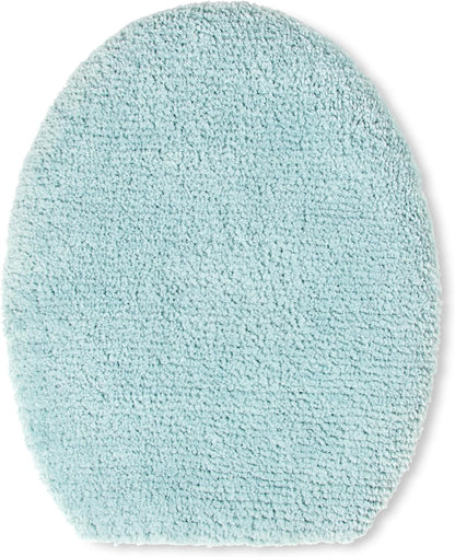 TOWN & COUNTRY EVERYDAY Ultra Plush Solid Tufted Toilet Lid Cover, Soft and Absorbent, Non-Slip Cover, Machine Washable, Aqua Blue, 18"x19"
