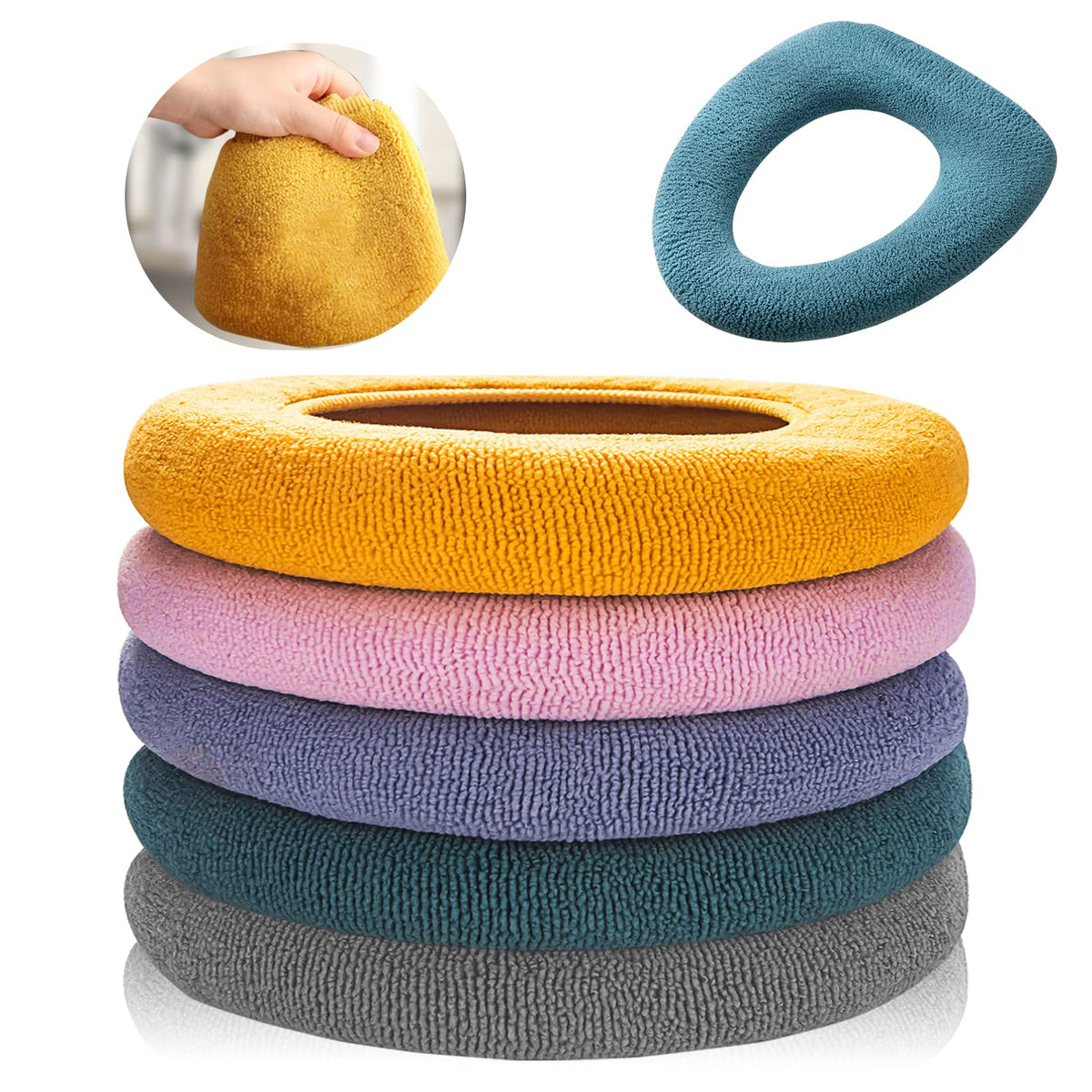 Legigo 5 Pack Toilet Seat Cover, Soft Toilet Seat Warmer Pads for Bathroom