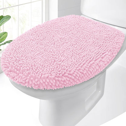 OLANLY Soft Chenille Bathroom Toilet Lid Cover, 17.5x15, Gray