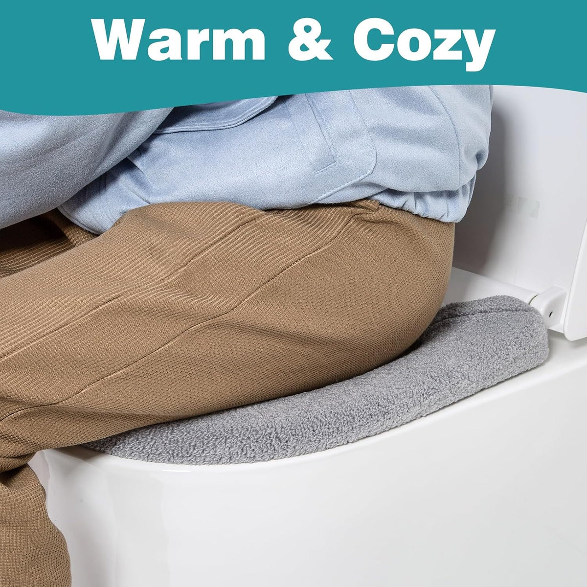 Toilet Seat Cover with Snaps Fixed, Toilet Seat Cushion for Bathroom