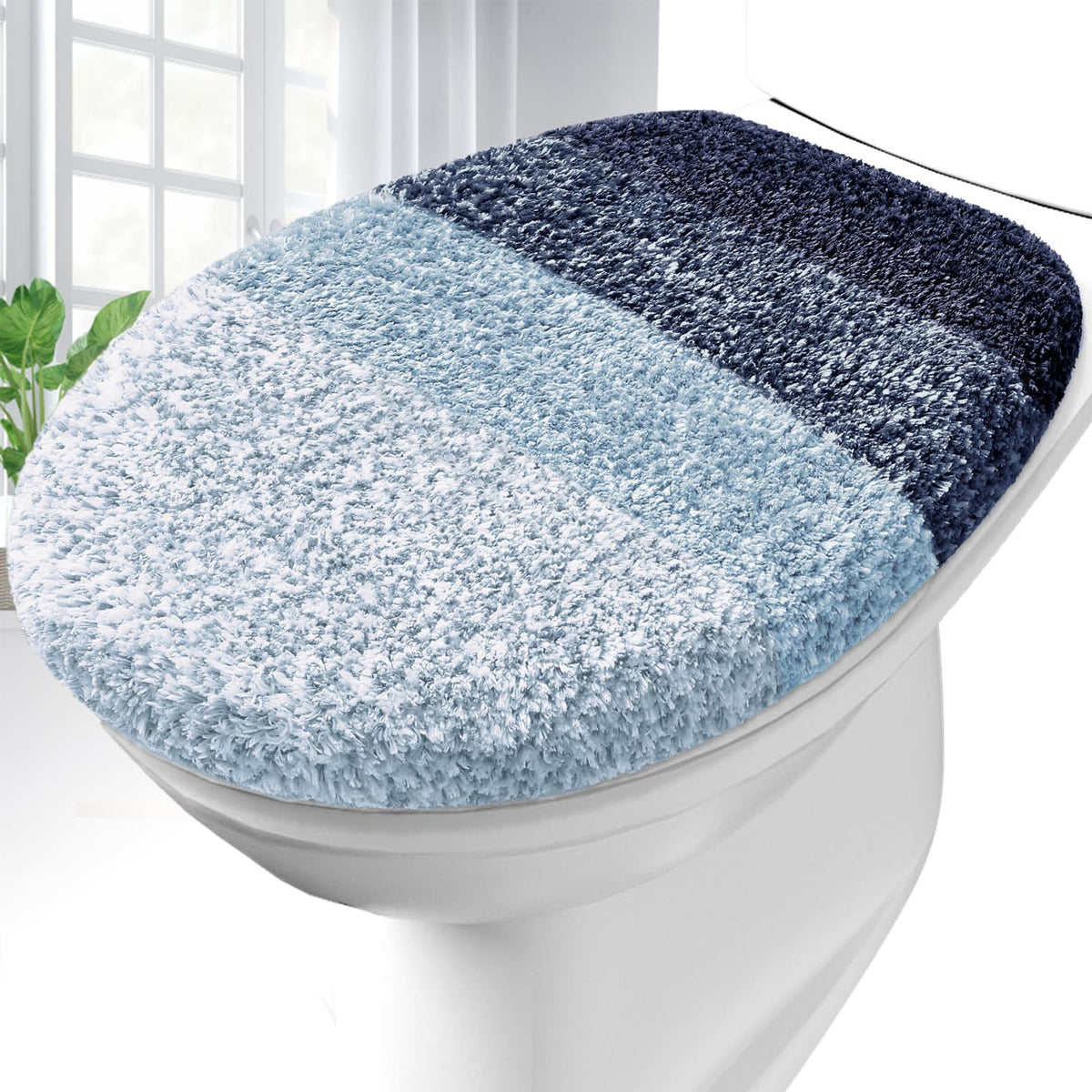 OLANLY Soft Microfiber Bathroom Toilet Lid Cover, 17.5x15, Gray