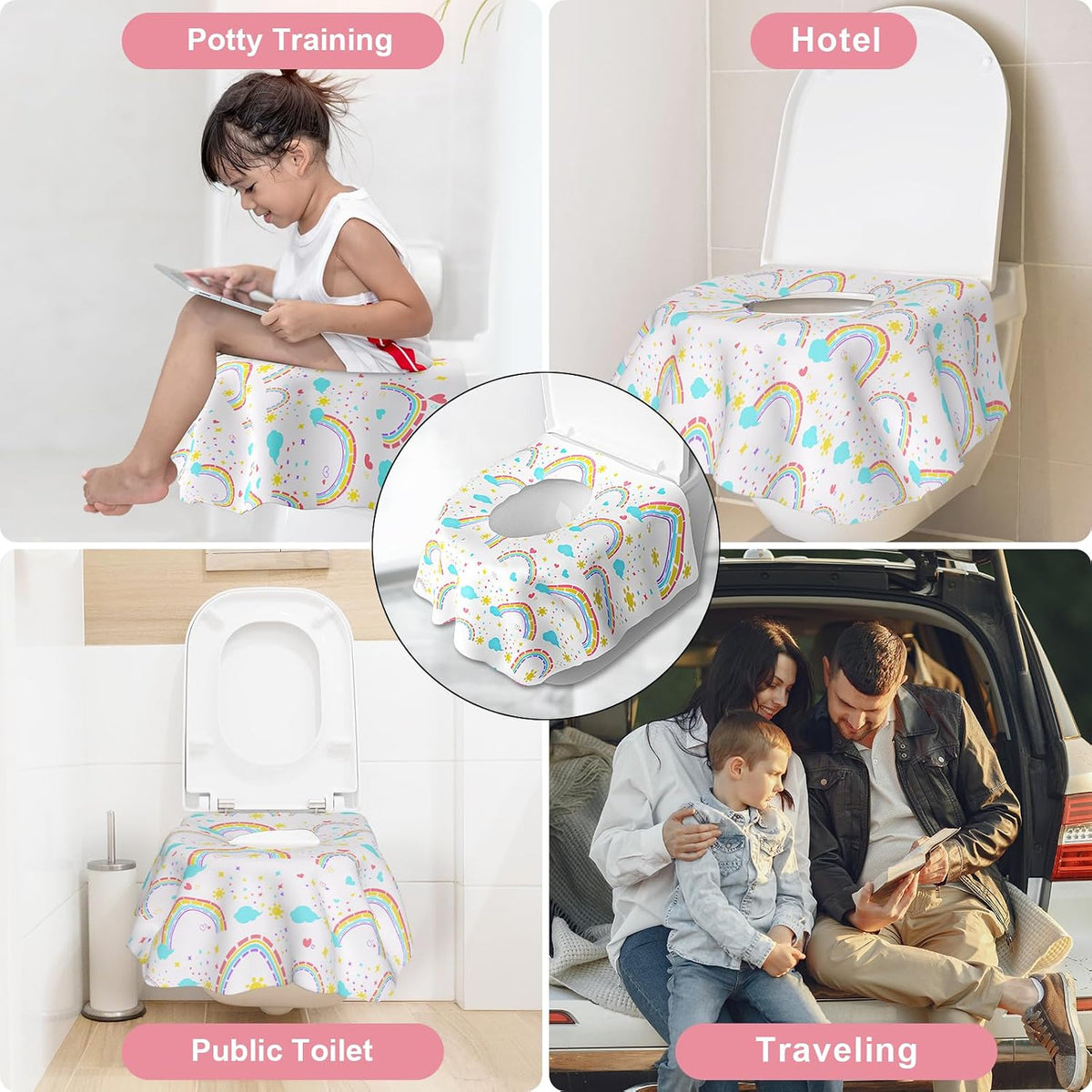 20 Pack Disposable Toilet Seat Covers for Travel, Individually Wrapped