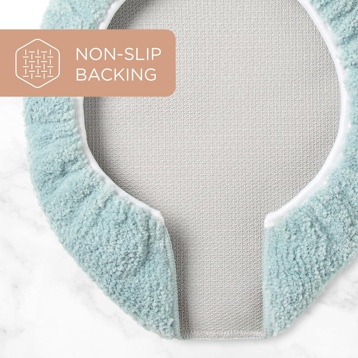 TOWN & COUNTRY EVERYDAY Ultra Plush Solid Tufted Toilet Lid Cover, Soft and Absorbent, Non-Slip Cover, Machine Washable, Aqua Blue, 18"x19"