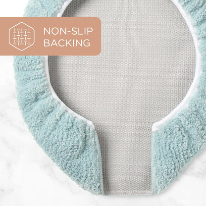 TOWN & COUNTRY EVERYDAY Ultra Plush Solid Tufted Toilet Lid Cover, Soft and Absorbent, Non-Slip Cover, Machine Washable, Aqua Blue, 18"x19"