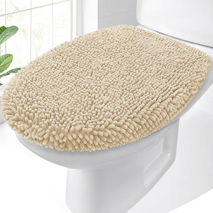 OLANLY Soft Chenille Bathroom Toilet Lid Cover, 17.5x15, Gray