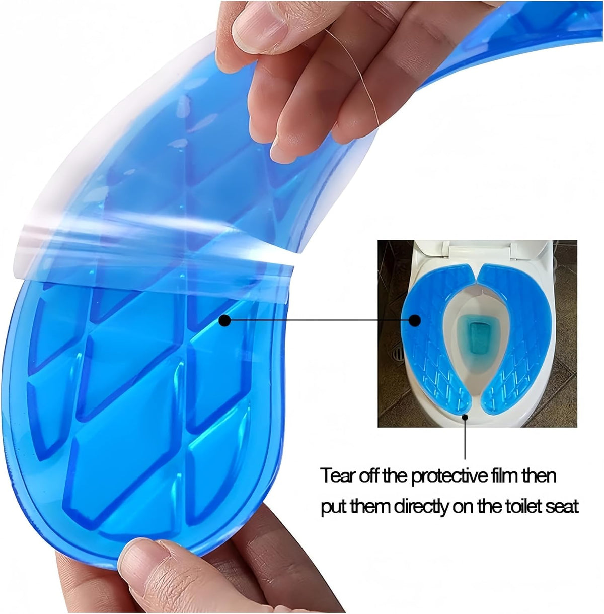 Bule Gel Toilet Seat Cover Cushion Pad Washable Portable Padded Riser Comfort for Elderly Handicapped