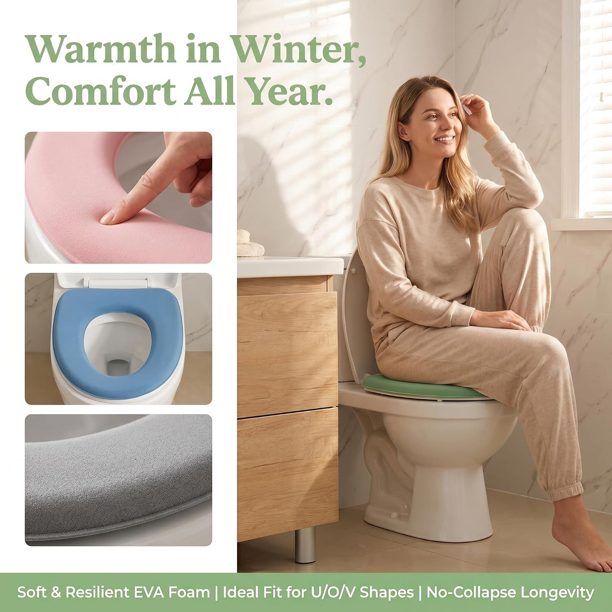 Waterproof Toilet Seat Cushion, 2026 New Toilet Seat Cover Pads, Reusable Waterproof EVA Toilet Seat Cushion, Padded Toilet Seat, Washable Toilet Cover Seat Pad for Home Hotel (4 Color)