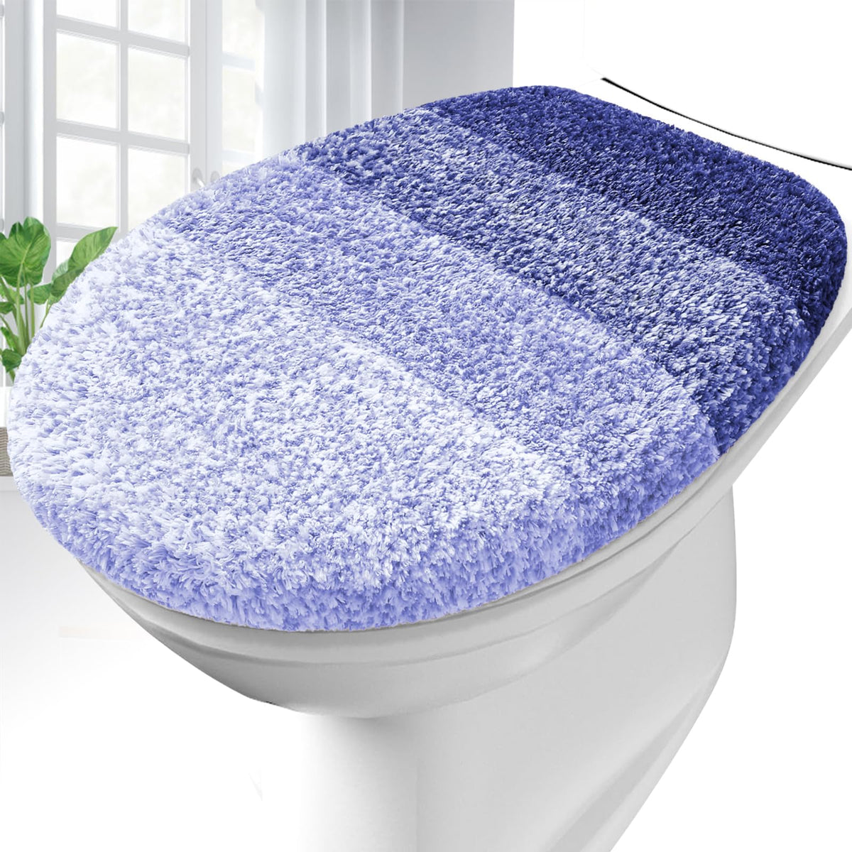 OLANLY Soft Microfiber Bathroom Toilet Lid Cover, 17.5x15, Gray