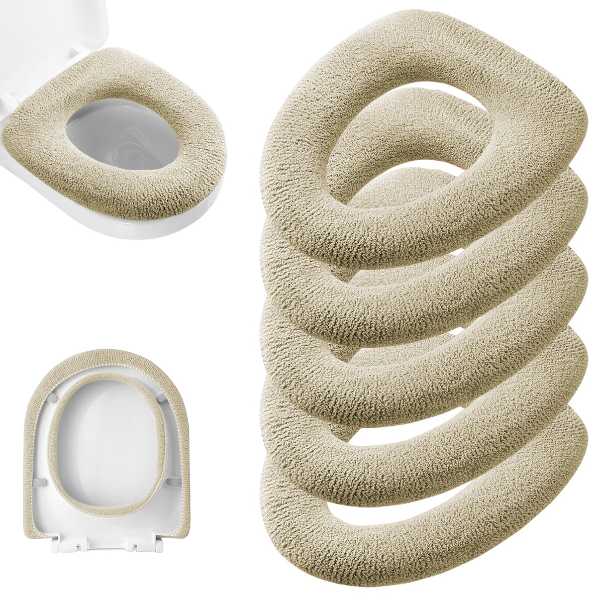 Legigo 5 Pack Toilet Seat Cover, Soft Toilet Seat Warmer Pads for Bathroom