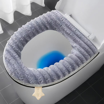 Toilet Seat Warmer Cover,Bathroom Soft Thicker Warmer with Zipper Snaps Fixed Stretchable Washable Fiber Cloth Toilet Seat Covers Pads Easy Installation& Cleaning (Green)