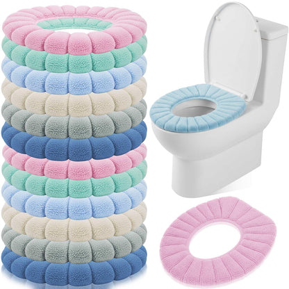 Tegeme 12 Pcs 11.8'' Thicker Bathroom Toilet Seat Cover Pads Bulk,Colorful