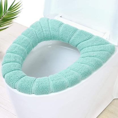 Bathroom Soft Thicker Warmer Stretchable Washable Cloth Toilet Seat Cover Pads 3PCS