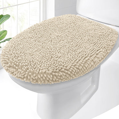 OLANLY Soft Chenille Bathroom Toilet Lid Cover, 17.5x15, Gray
