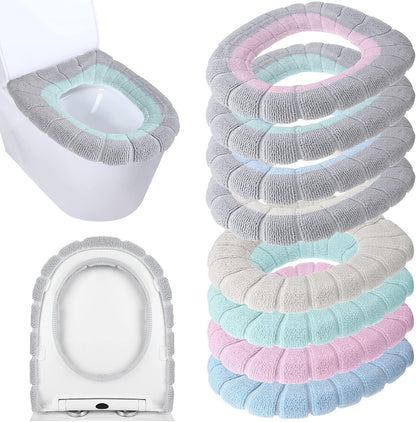 Moukeren 8 Pcs 11.8'' Thicker Bathroom Commode Seat Covers, Simple Colors