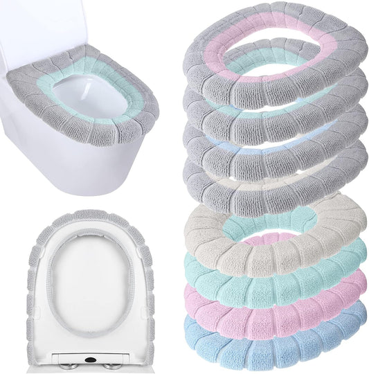 Moukeren 8 Pcs 11.8'' Thicker Bathroom Commode Seat Covers, Simple Colors