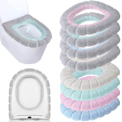 Moukeren 8 Pcs 11.8'' Thicker Bathroom Commode Seat Covers, Simple Colors