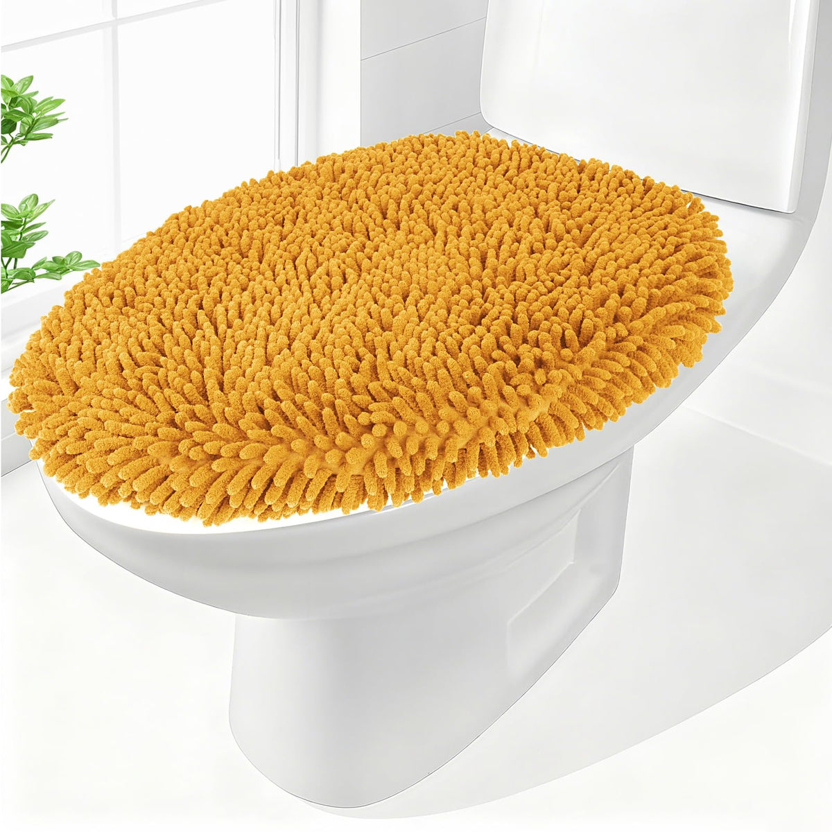 Chenille Elongated Toilet Seat Cover 19.5"x 15" Machine Washable