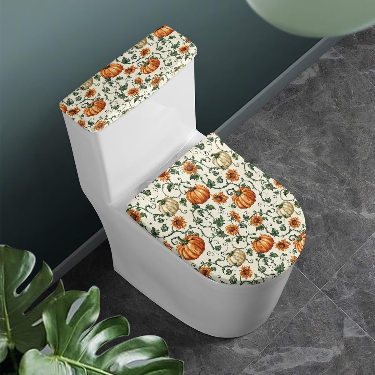 Gray Marble Toilet Cover Set 2 Pack Toilet Seat and Tank Lid Cover Replacement Universal with Elastic Bottom Easy to Clean Bathroom Home Indoor Decoration