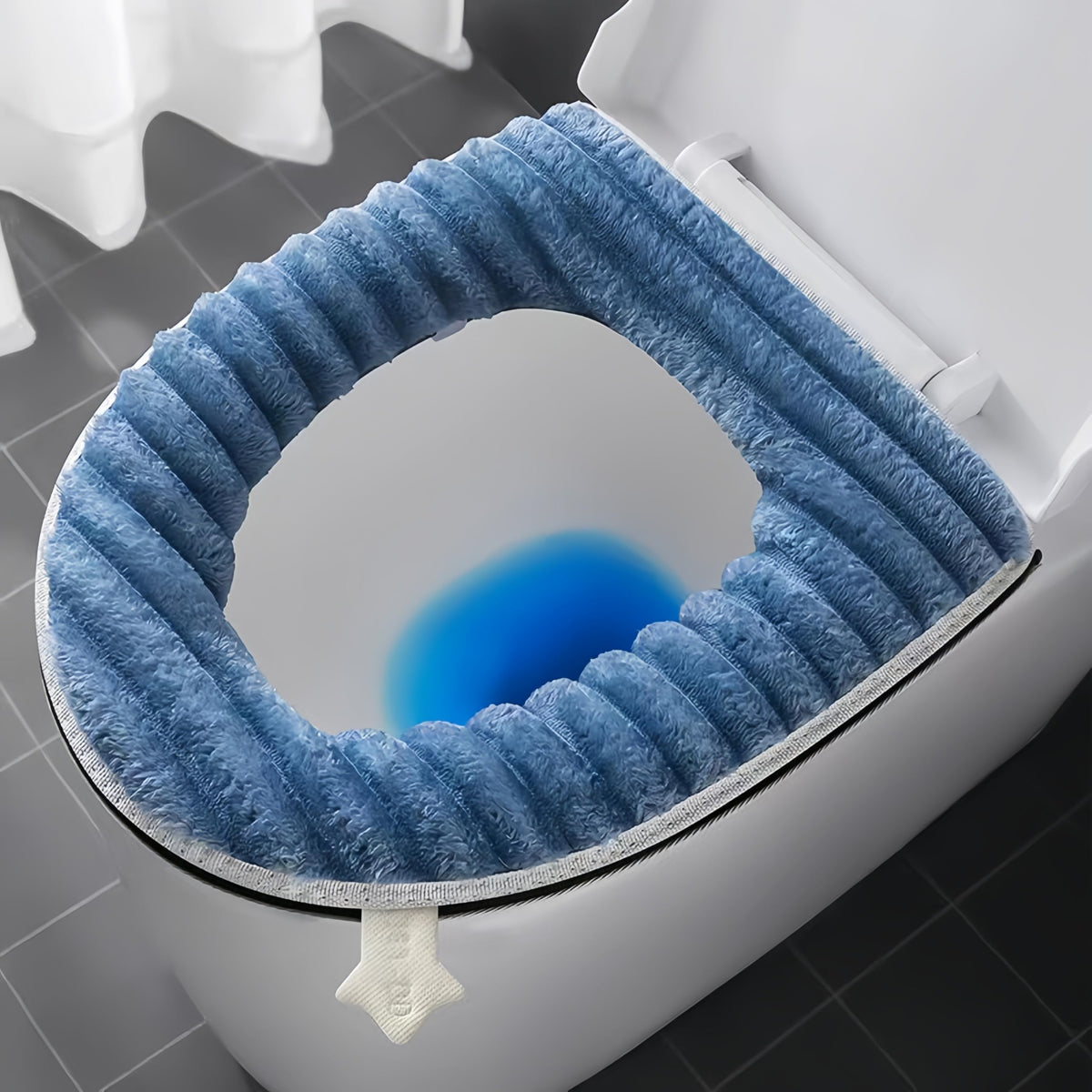 Toilet Seat Warmer Cover,Bathroom Soft Thicker Warmer with Zipper Snaps Fixed Stretchable Washable Fiber Cloth Toilet Seat Covers Pads Easy Installation& Cleaning (Green)