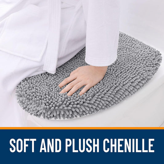 OLANLY Soft Chenille Bathroom Toilet Lid Cover, 17.5x15, Gray