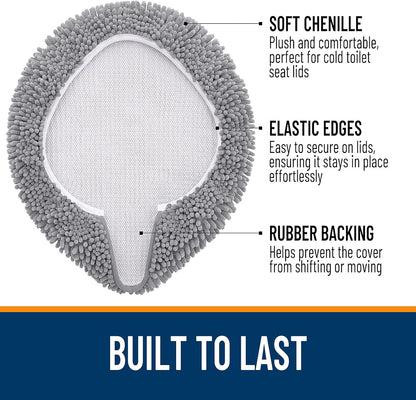 OLANLY Soft Chenille Bathroom Toilet Lid Cover, 17.5x15, Gray